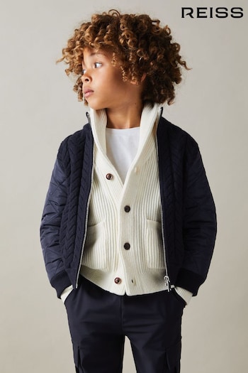 Reiss Navy Arnold 9-13 yrs Hybrid Quilt-Knit Jacket (E96671) | £62