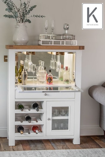 K Interiors White Clermont Drinks Bureau Cabinet (E96837) | £1,150