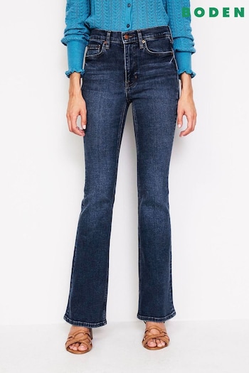 Boden Dark Blue High Rise Slim Flare Jeans (E96847) | £90