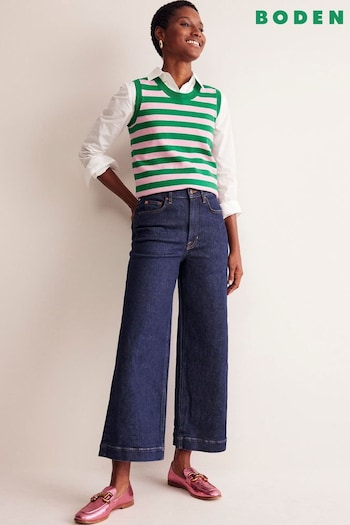 Boden Blue High Rise Wide Crop Jeans (E96856) | £85