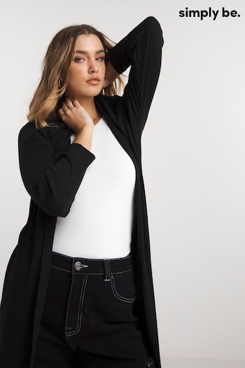 Simply Be Black Ribbed Longline Cardigan (E96997) | £20