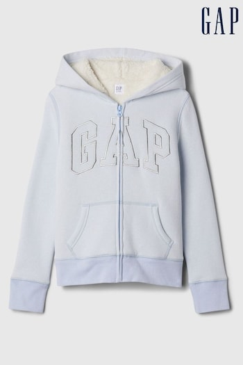 Gap Blue Logo Sherpa-Lined Zip Hoodie (4-13yrs) (E97160) | £30