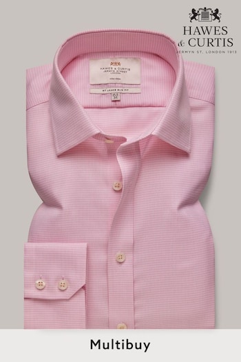 Hawes & Curtis Pink Dogstooth 100% Cotton Shirt (E97313) | £65