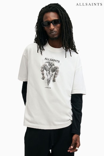 AllSaints White Geist Short Sleeve Crew T-Shirt (E97395) | £55