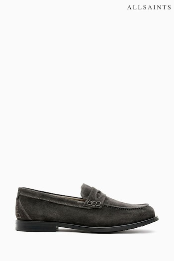 AllSaints Grey Harmon Suede Loafers (E97495) | £199