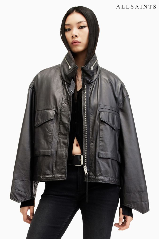 All Saints Womens Leather Coats Jackets Next Official Site