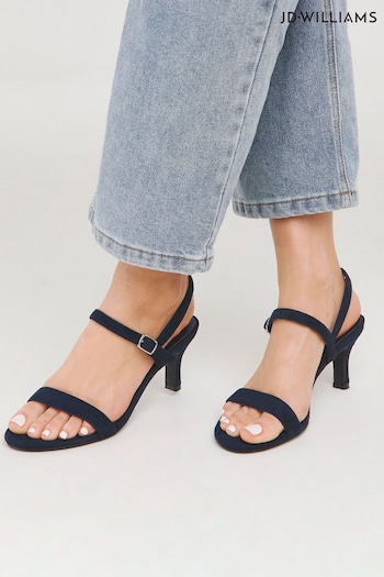 JD Williams Blue Barely There Classic Kitten Heel Perth sandals in Wide Fit (E97831) | £32