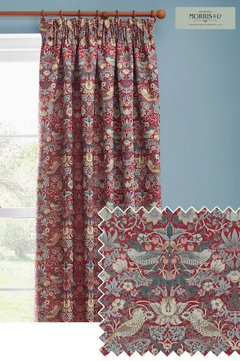 Morris & Co Berry Strawberry Theif Jacquard Pencil Pleat Curtain (E98105) | £88 - £220