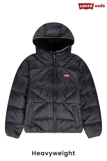 Levi's® Black Sherpa Lined Logo Puffer Coat (E98326) | £75 - £80