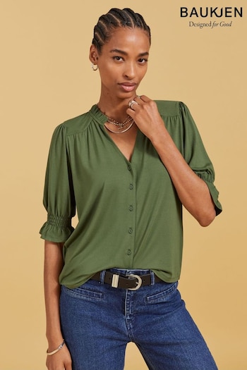 Baukjen Green Noa Short Sleeve Blouse (E99007) | £89