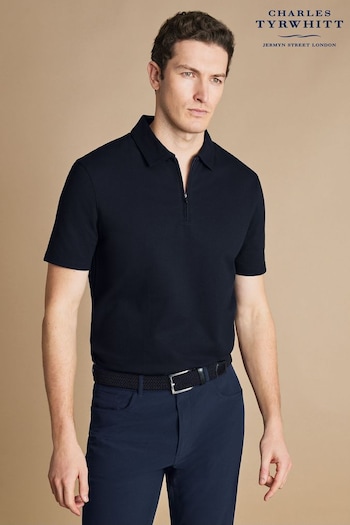 Charles Tyrwhitt Blue Performance Pique Polo Shirt (E99343) | £65