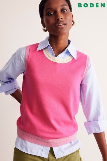 Boden Pink Catriona Crew Neck Cotton Tank (E99388) | £50