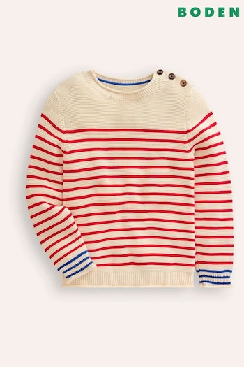 Boden Cream Everyday Stripe Cotton Jumper (E99695) | £29 - £35