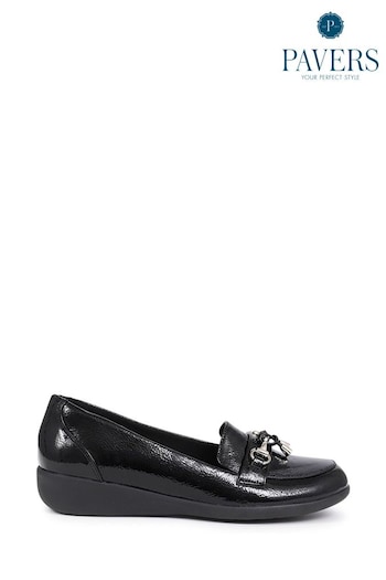 Pavers Black Heeled Loafers (F00705) | £30