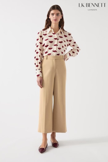 LK Bennett Brown Joel Viscose Blend Twill Button Waist Trousers (F02019) | £199