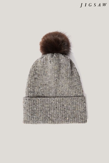 Jigsaw Grey Donegal Lambswool Pom Hat (F02451) | £59