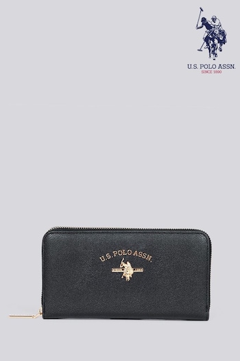 U.S. Polo Assn Black Womens Stanford Large Zip Around Wallet (F02701) | £60