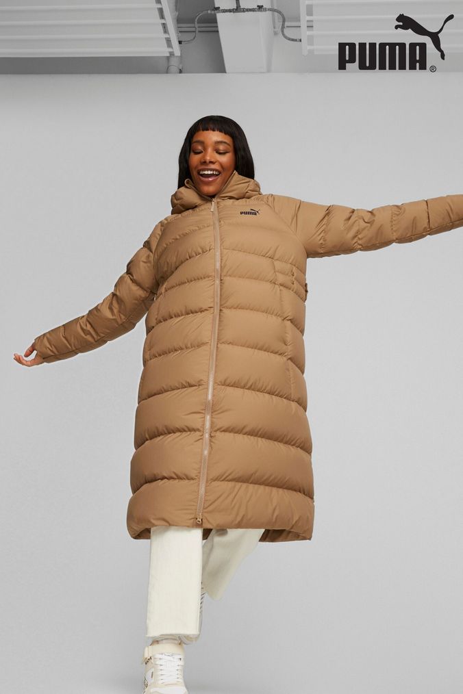 Cream long puffer coat hotsell