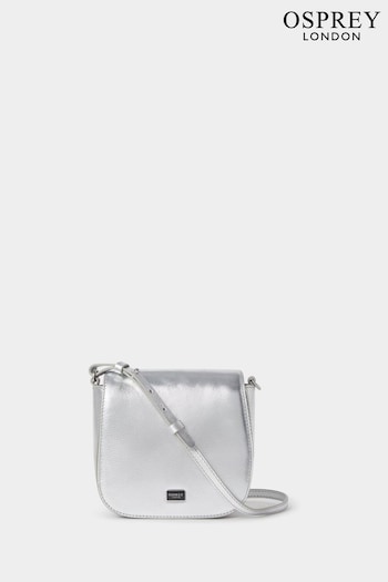 OSPREY LONDON Silver The Elfin Mini Leather Cross-Body Bag (F03557) | £65