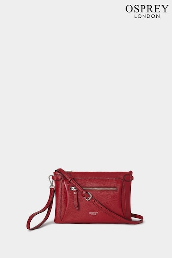 OSPREY LONDON Red The Ruby Leather Cross-Body Clutch Bag (F03568) | £65