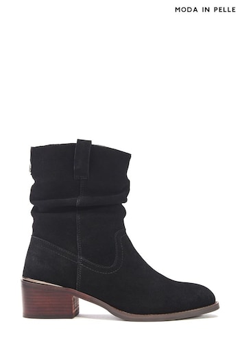 Moda in Pelle Oaissa Rouched Ankle Black Boots (F06746) | £139