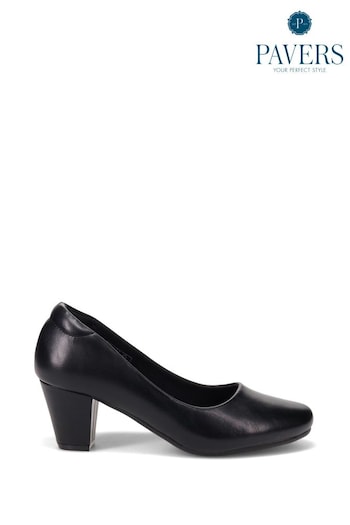 Pavers Black Stacked Heel Court Shoes (F07607) | £30