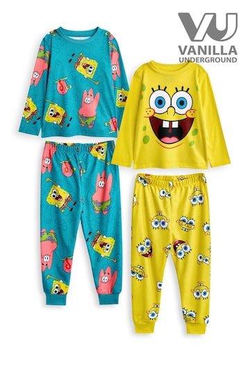 Vanilla Underground Yellow Kids Spongebob Pyjamas 2 Pack (F09359) | £23