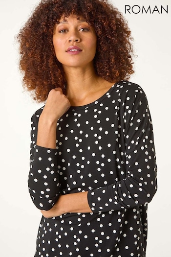 Roman Black Spot Print Drop Shoulder Top (F12268) | £32