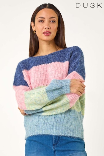 Dusk Pink/Blue Stripe Knit Jumper (F13575) | £48