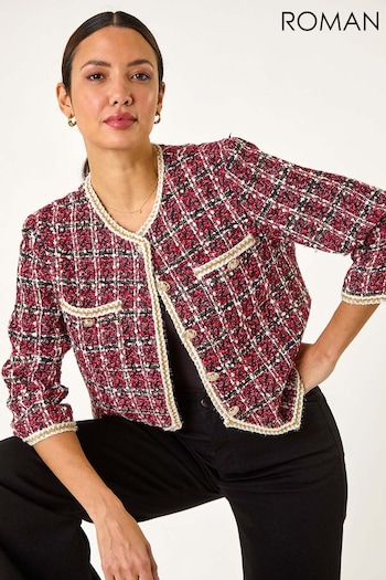 Roman Red Textured Check Button Front Pocket Jacket (F13604) | £55