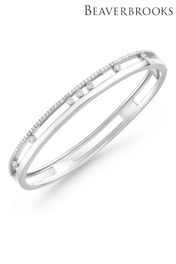 Beaverbrooks Sterling Silver Tone Cubic Zirconia 7cm Glide Bracelet (F15968) | £250