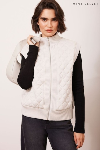 Mint Velvet White Quilted Cotton Blend Gilet (F17148) | £110