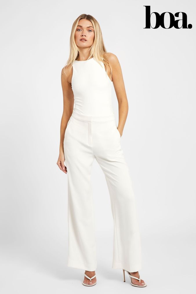 Ladies White Trousers Women s White Textured Trousers Next UK