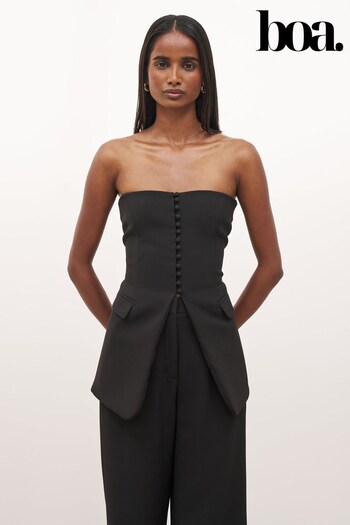 Because Of Alice Black Strapless Peplum Bodice Top (F18547) | £65