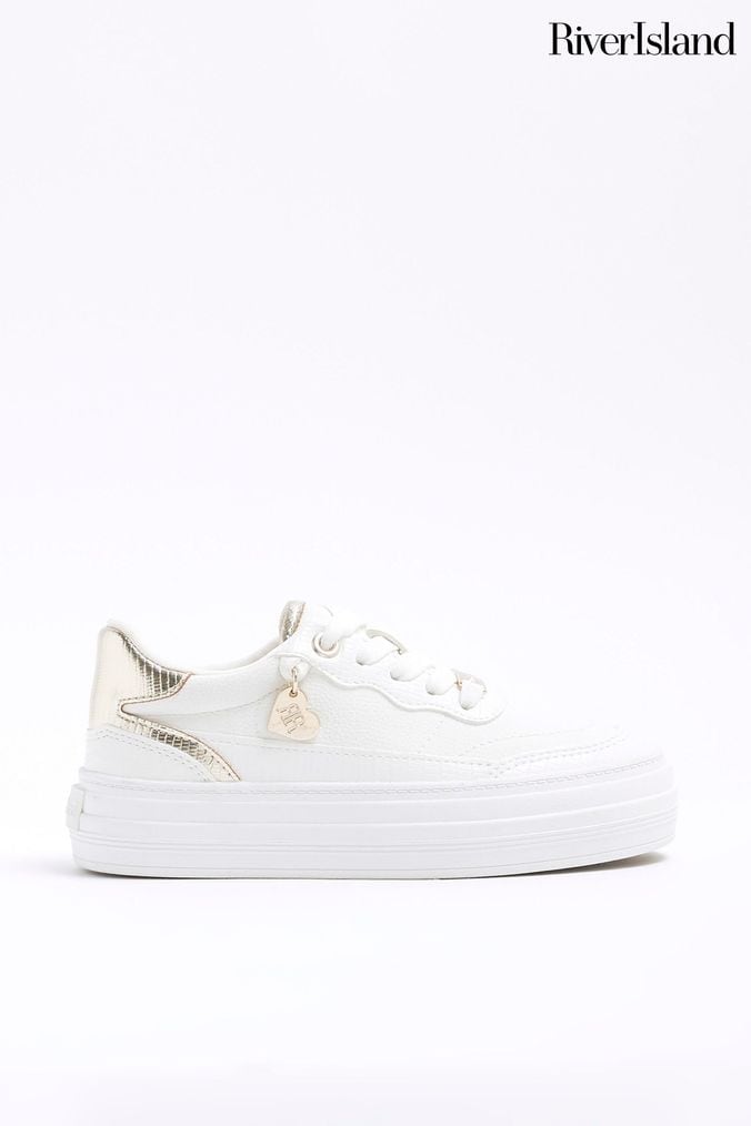 River island white trainers shop