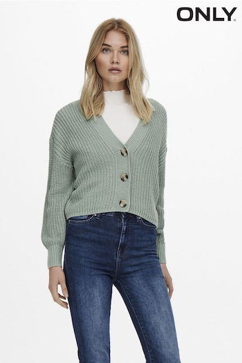 ONLY Green Button Down Ribbed Knitted Cardigan (F21567) | £26