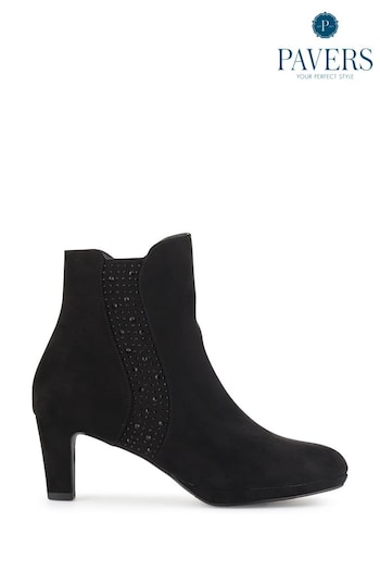 Pavers Black Chic Platform Heeled Ankle Boots (F22260) | £45