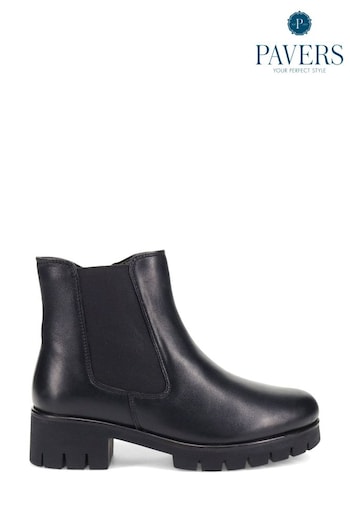 Pavers Black Chunky Leather Chelsea Boots (F22273) | £60