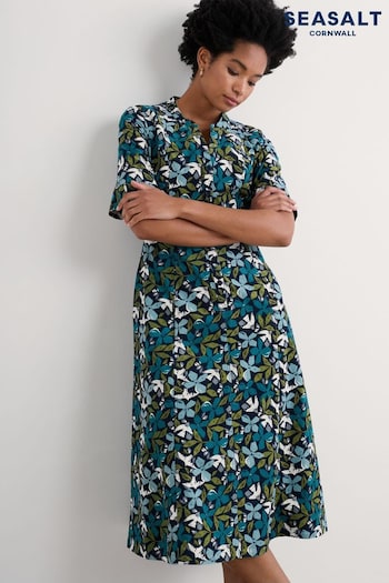 Seasalt Cornwall Blue Wightwick Denim 100% Organic Cotton Midi Dress (F25380) | £90