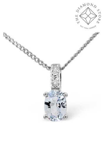 The Diamond Store Blue 0.34CT And Diamond Pendant Necklace in 9K White Gold (F26846) | £109