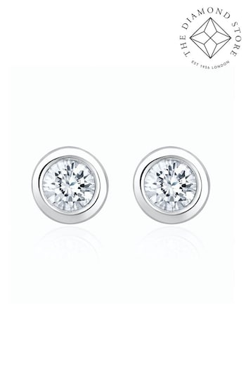 The Diamond Store White Gold Tone 0.30ct Lab Diamond Rub Over Stud Earrings in 9K- 5.2mm (F26857) | £265