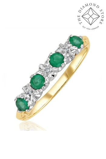 The Diamond Store 9K Gold Emerald 0.28ct And Diamond Ring (F27182) | £249