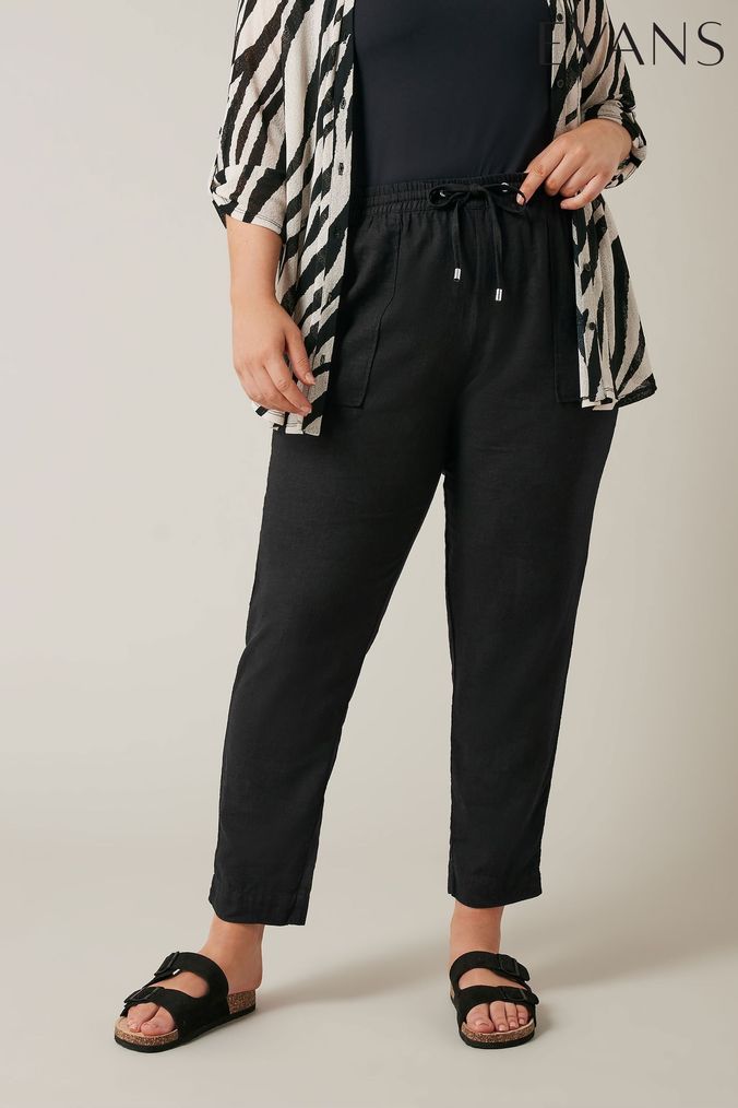 Womens black linen joggers on sale
