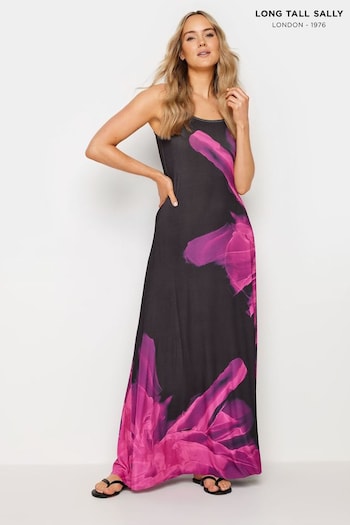 Long Tall Sally Black & Pink Floral Print Sleeveless Maxi Dress (G27236) | £35