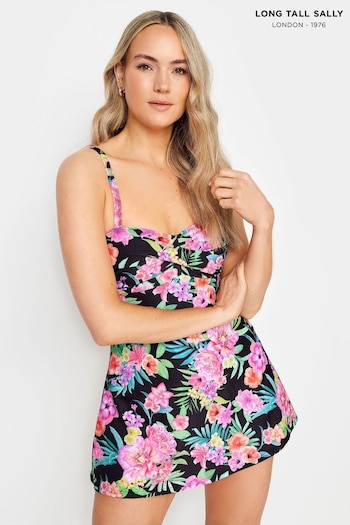 Long Tall Sally Black Tropical Print Swim Dress (G42422) | £45