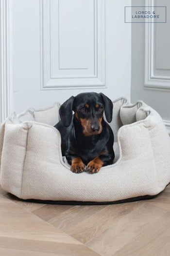 Lords and Labradors Natural High Sided Herringbone Tweed Dog Bed (G81628) | £115 - £175