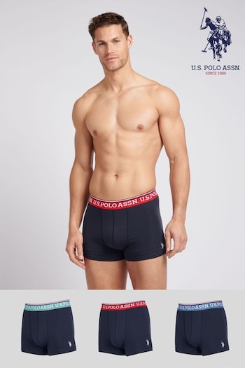 U.S. Polo sneakers Assn. Mens Blue Highlight Stripe Boxer Shorts 3 Pack (G92156) | £35