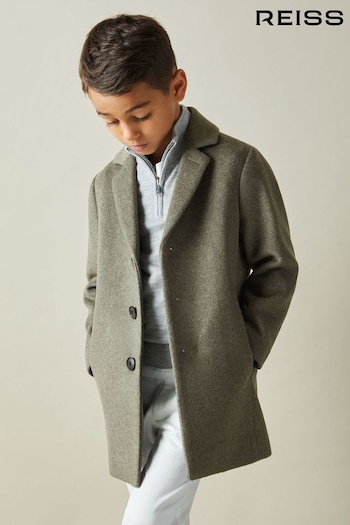 Reiss Green Smoke Gable 9-13 yrs Single Breasted Overcoat (G92766) | £108