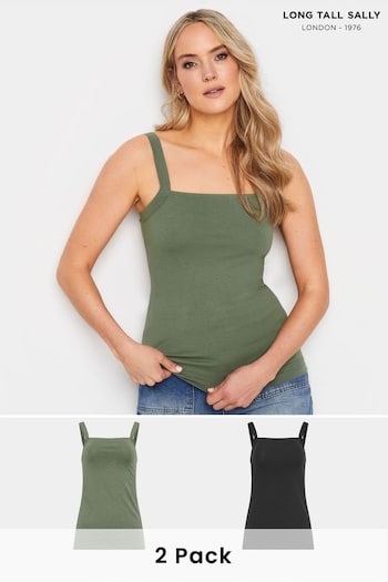 Long Tall Sally Green Square Neck Cami Vest 2 Pack (G95074) | £23
