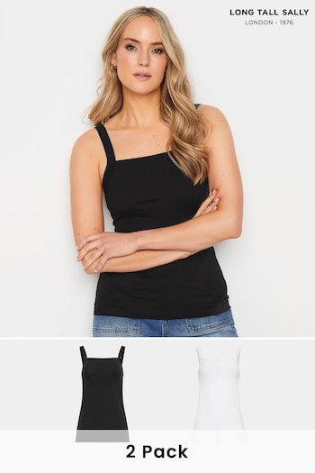 Long Tall Sally Black Square Neck Cami Vest 2 Pack (H71013) | £23